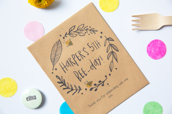 Wildflower Seed Packet Birthday Party Favours