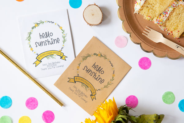 Hello Sunshine Sunflower Birthday Party Favours