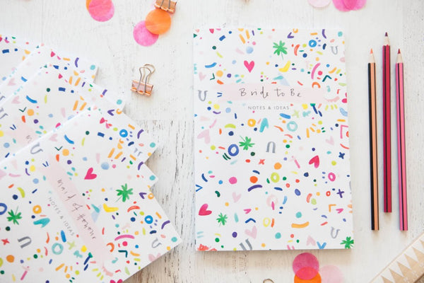Colourful Confetti Print Bridal Party Notebook