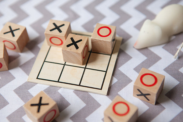 Wooden Box of Noughts & Crosses