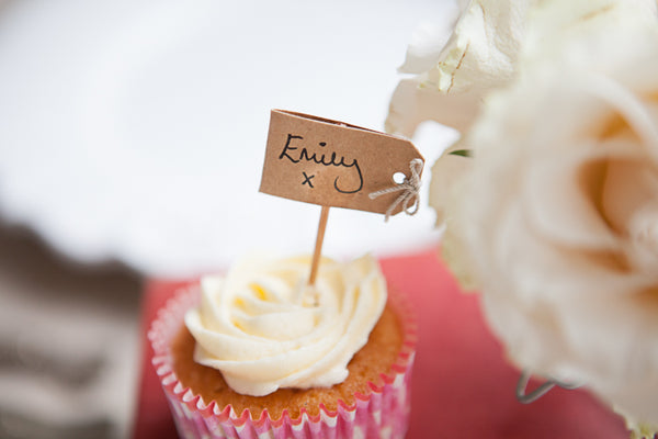Set of 12 Kraft Luggage Tag Cupcake Sticks