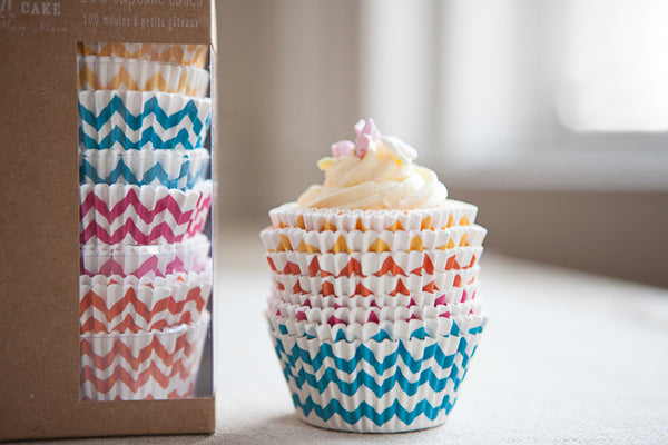 Set of 100 Chevron Cupcake Cases