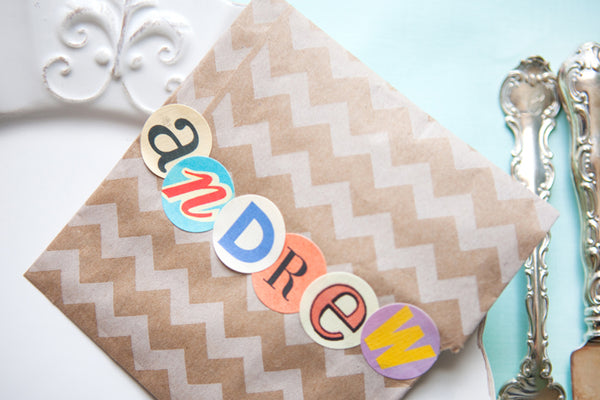 Set of 20 Chevron Kraft Goody Bags