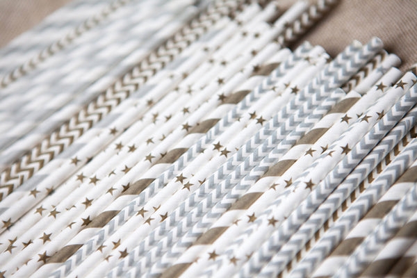 Set of 25 Soft Metallic Paper Straws