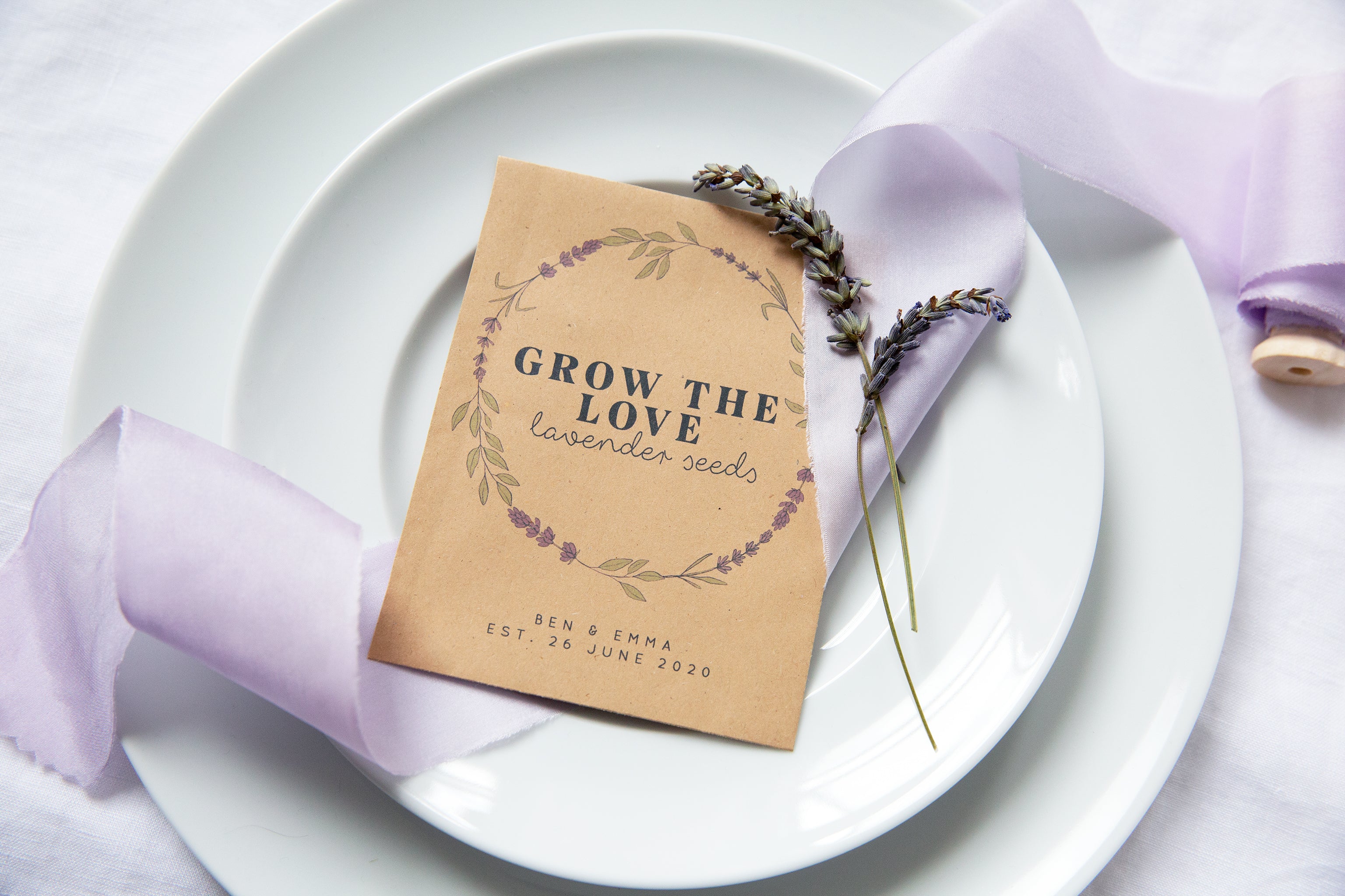 lavender seeds wedding favors Grow The Love Lavender Seed Packet Favours – Wedding in a Teacup