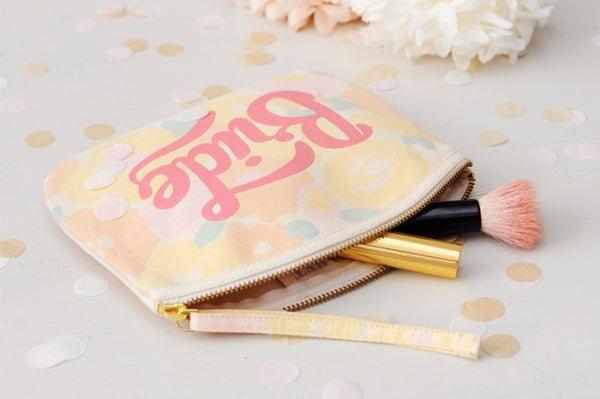 Floral Wedding Party Canvas Pouch