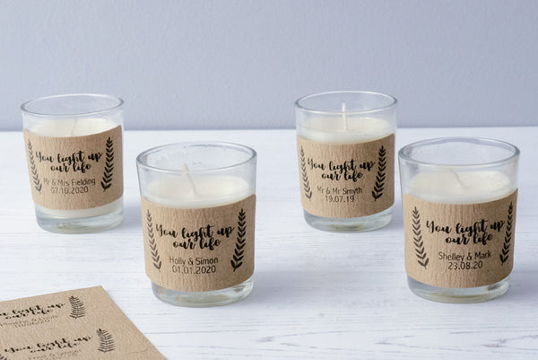 18 Personalised Stickers For Candle Wedding Favours