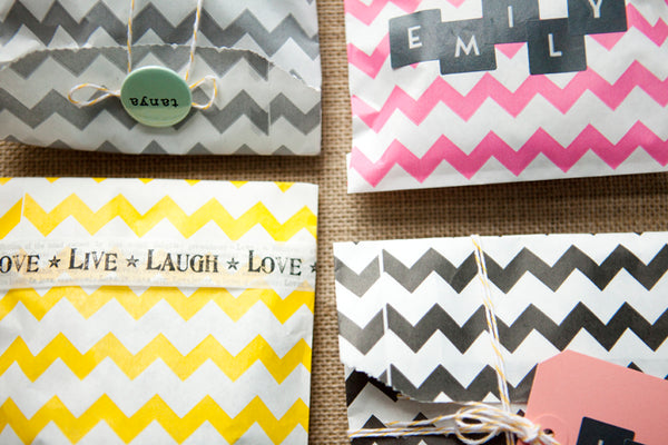 Set of 20 Bright Chevron Goody Bags