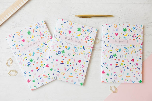 Colourful Confetti Print Bridal Party Notebook