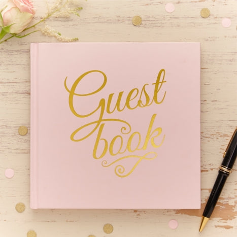 Gold-Foiled Pastel Pink Guest Book
