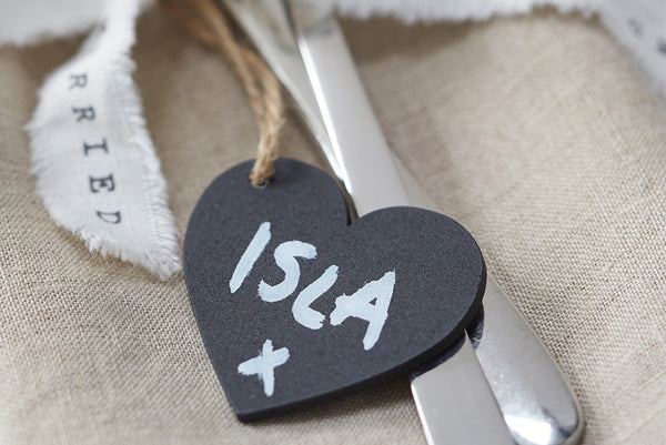 Set of 6 Mini Chalkboard Heart Tags