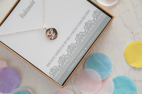 Bridesmaid's Initial Sterling Silver Necklace