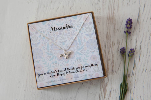 Silver Butterfly Or Bee Necklace On Pastel Gift Card