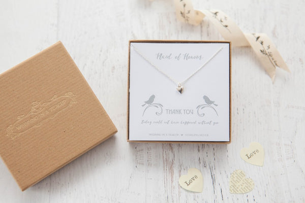 Thank You' Heart Sterling Silver Necklace