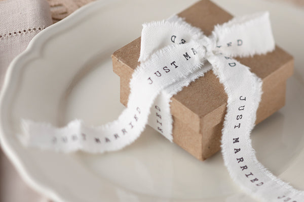 ‘Just Married’ Hessian Style Frayed Ribbon
