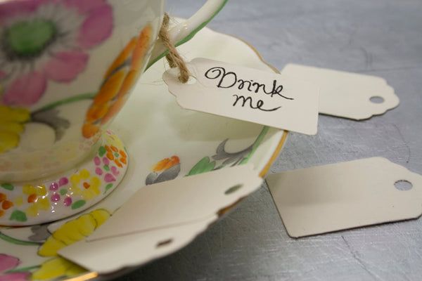 Set of 24 Small Ivory Card Luggage Tags