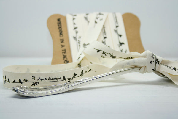 Life is Beautiful' Love Birds Cotton Ribbon