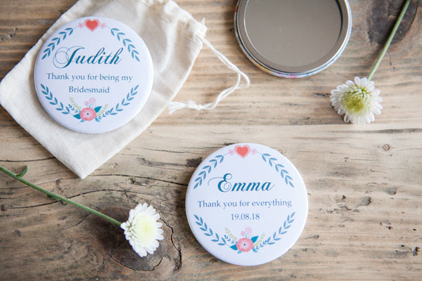 Personalised Folksy Big Badge or Mirror