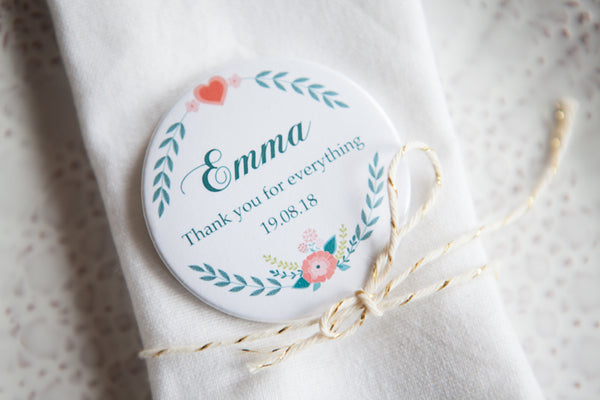 Personalised Folksy Big Badge or Mirror