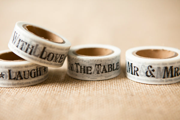 Shabby Black Wedding Words Paper Tape