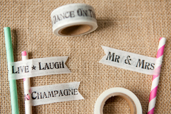 Shabby Black Wedding Words Paper Tape