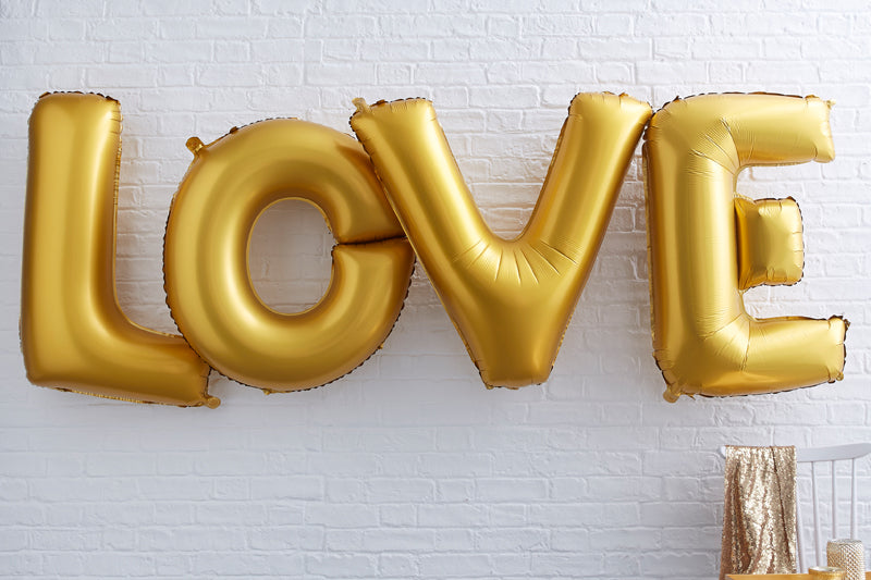 Giant Love Gold Foil Balloons