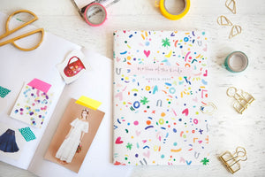 Colourful Confetti Print Bridal Party Notebook
