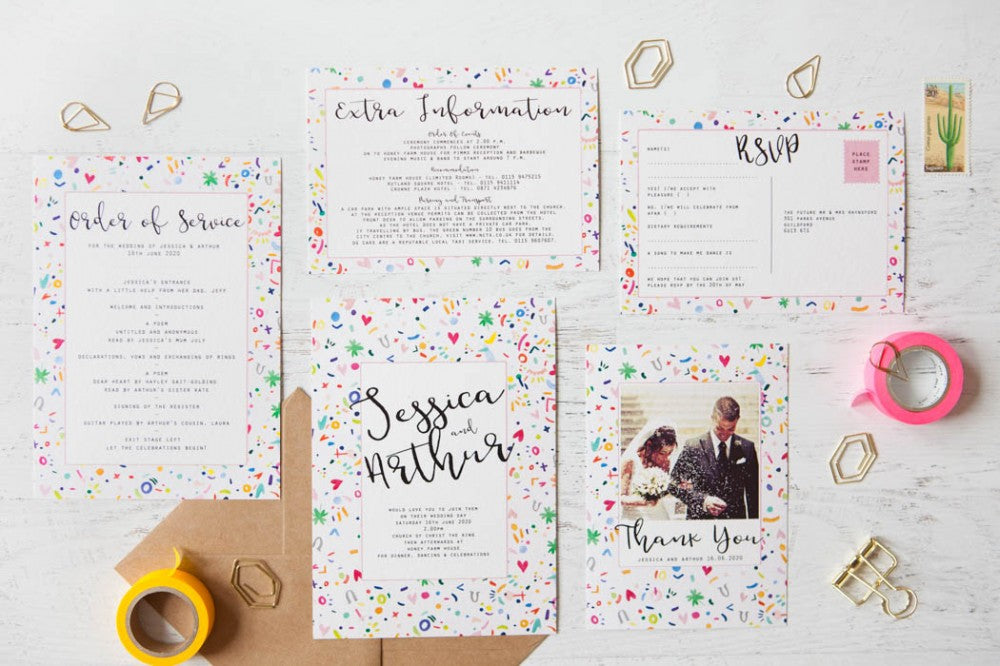 Colourful Confetti Wedding Stationery