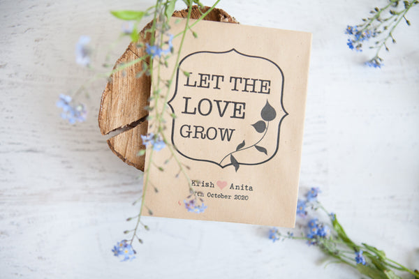 Let the Love Grow' Personalised Seed Packet Favour