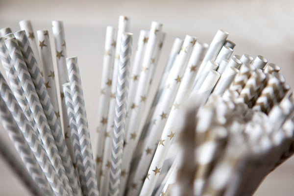 Set of 25 Soft Metallic Paper Straws