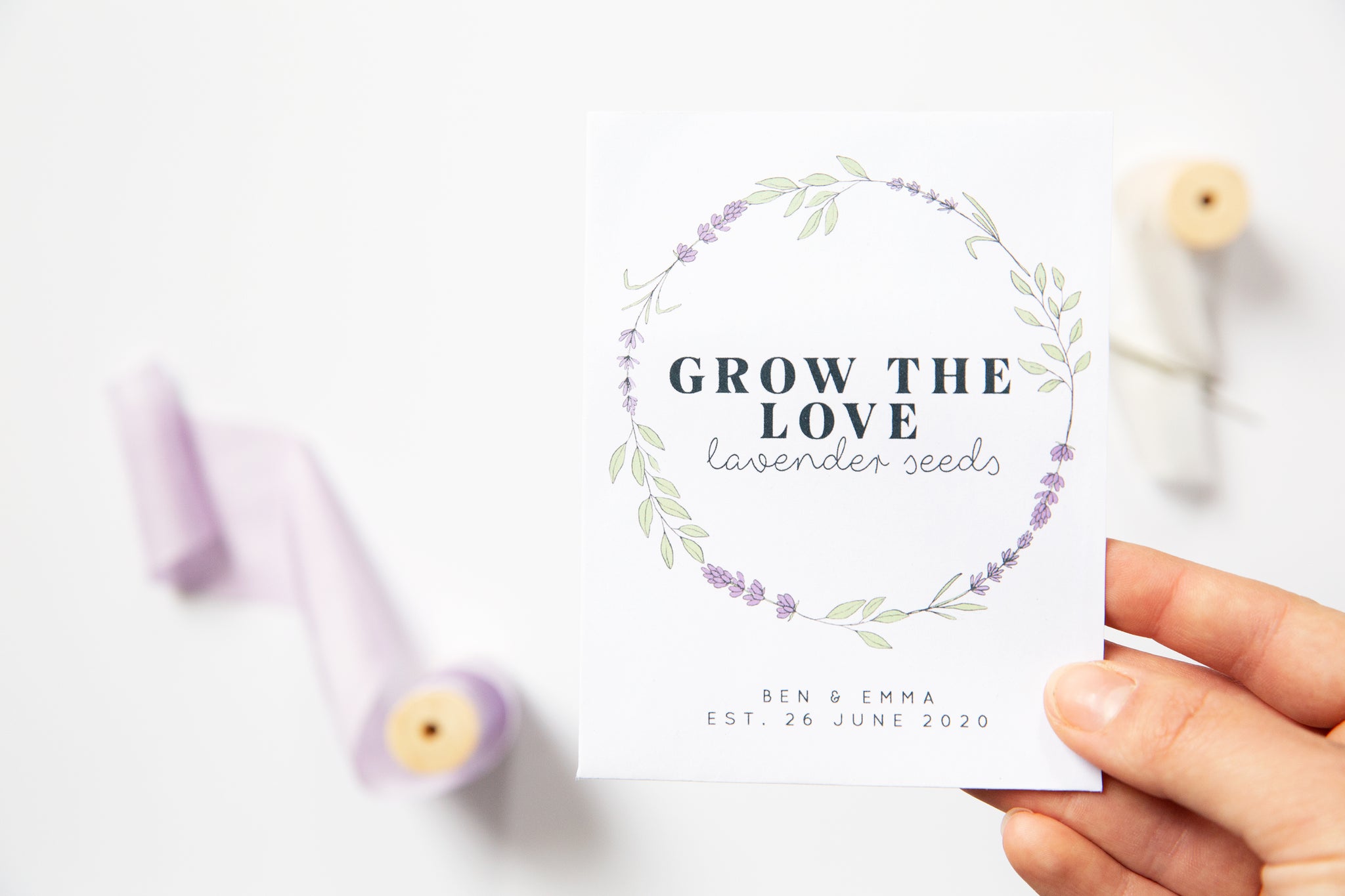 lavender seeds wedding favors Grow The Love Lavender Seed Packet Favours – Wedding in a Teacup