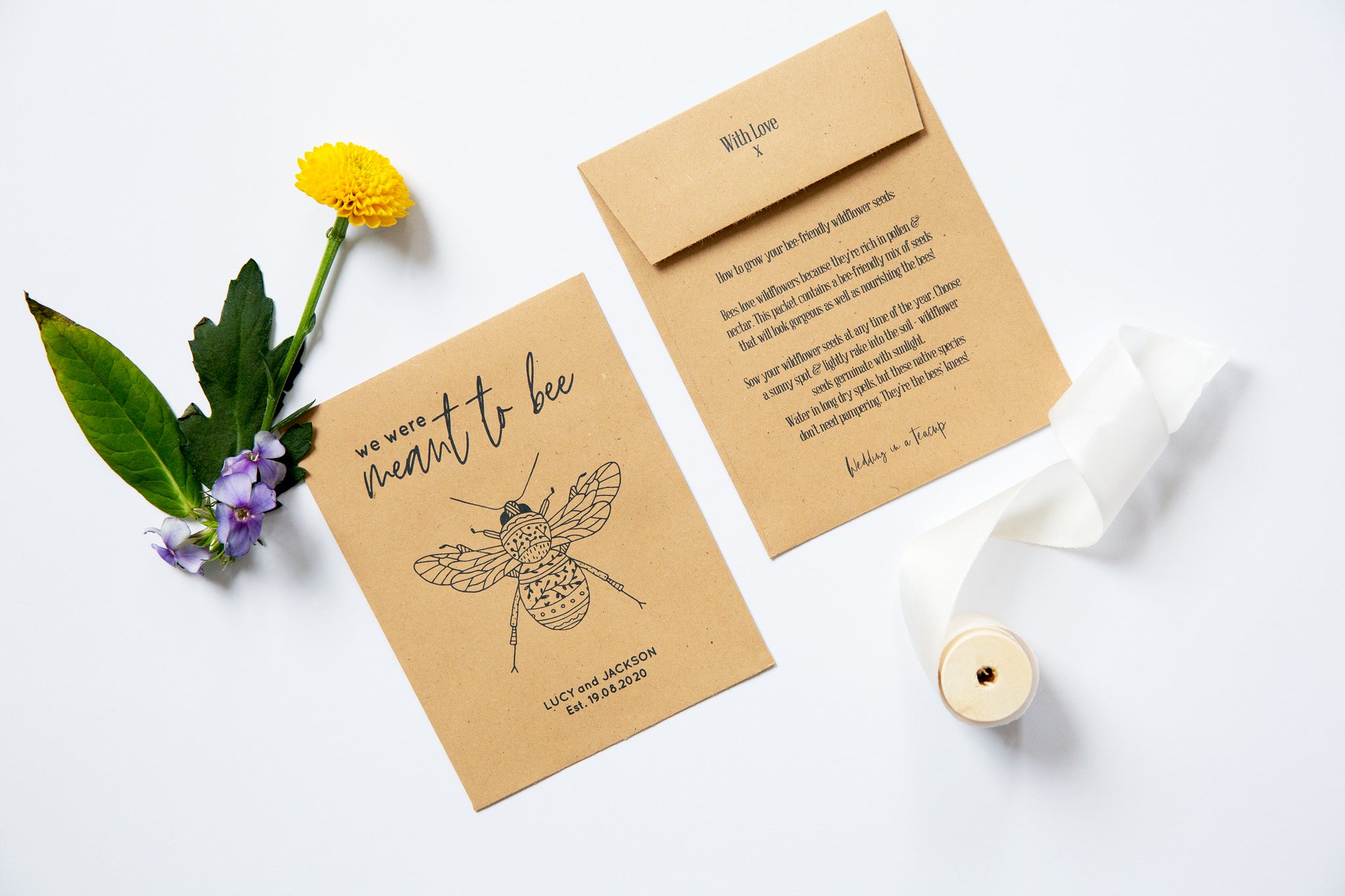 flower seeds wedding favours Floral Bee Wildflower Seed Wedding Favours – Wedding in a Teacup