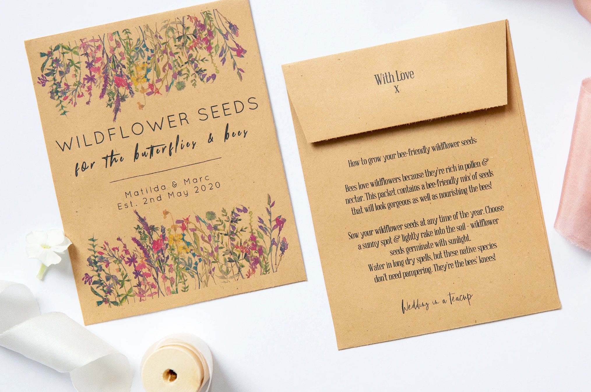 flower seeds wedding favours Wildflower Meadow Seed Packet Wedding Favours – Wedding in a Teacup