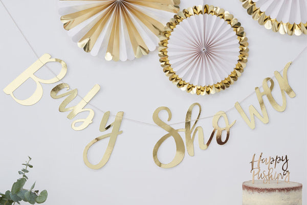 Gold Foiled 'Baby Shower' Banner