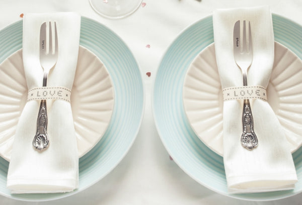 Bride, Groom' Silver Plated Cake Fork Set
