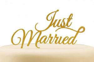 Just Married' Sparkling Gold Cake Topper