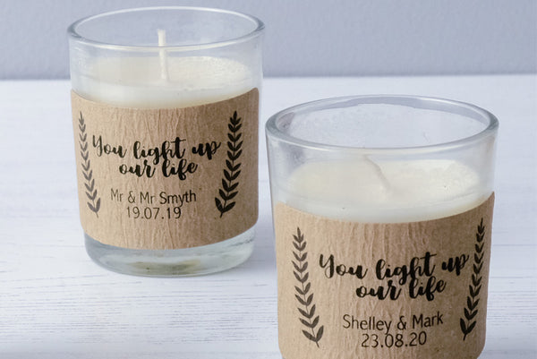 18 Personalised Stickers For Candle Wedding Favours