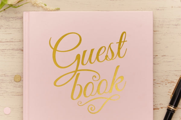 Gold-Foiled Pastel Pink Guest Book