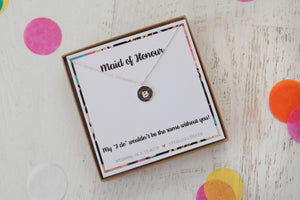 Wedding Party Stamped Disc Initial Necklace