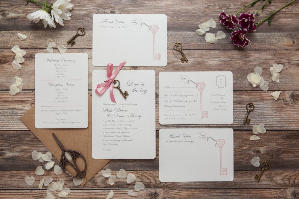 Love is the Key DIY Invitation Pack Wedding in a Teacup