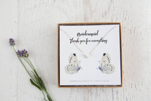 Silver Butterfly Wedding Party Necklace