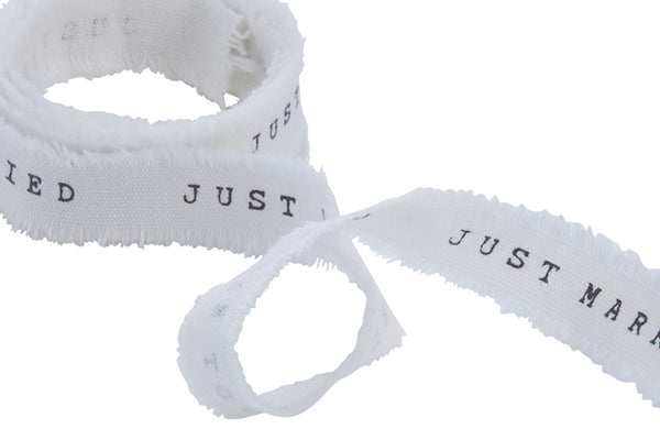 ‘Just Married’ Hessian Style Frayed Ribbon
