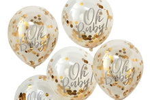 Oh Baby! Gold Confetti Baby Shower Balloons