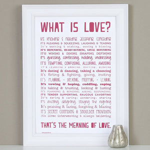 What is Love?' Poem Print