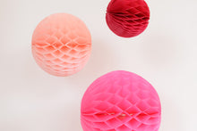 Set of 3 Rouge Tissue Paper Honeycomb Balls