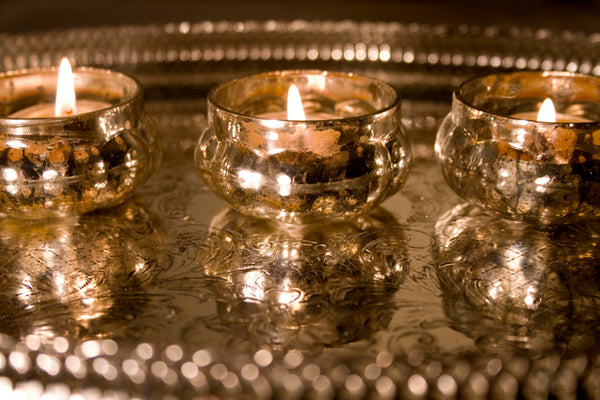 Set of 6 Glass Tea Light Holders